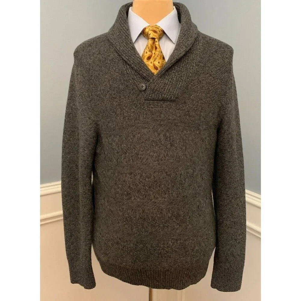 Banana Republic Shawl Sweater Mens L Long Sleeve Wool Blend Knit Pullover
